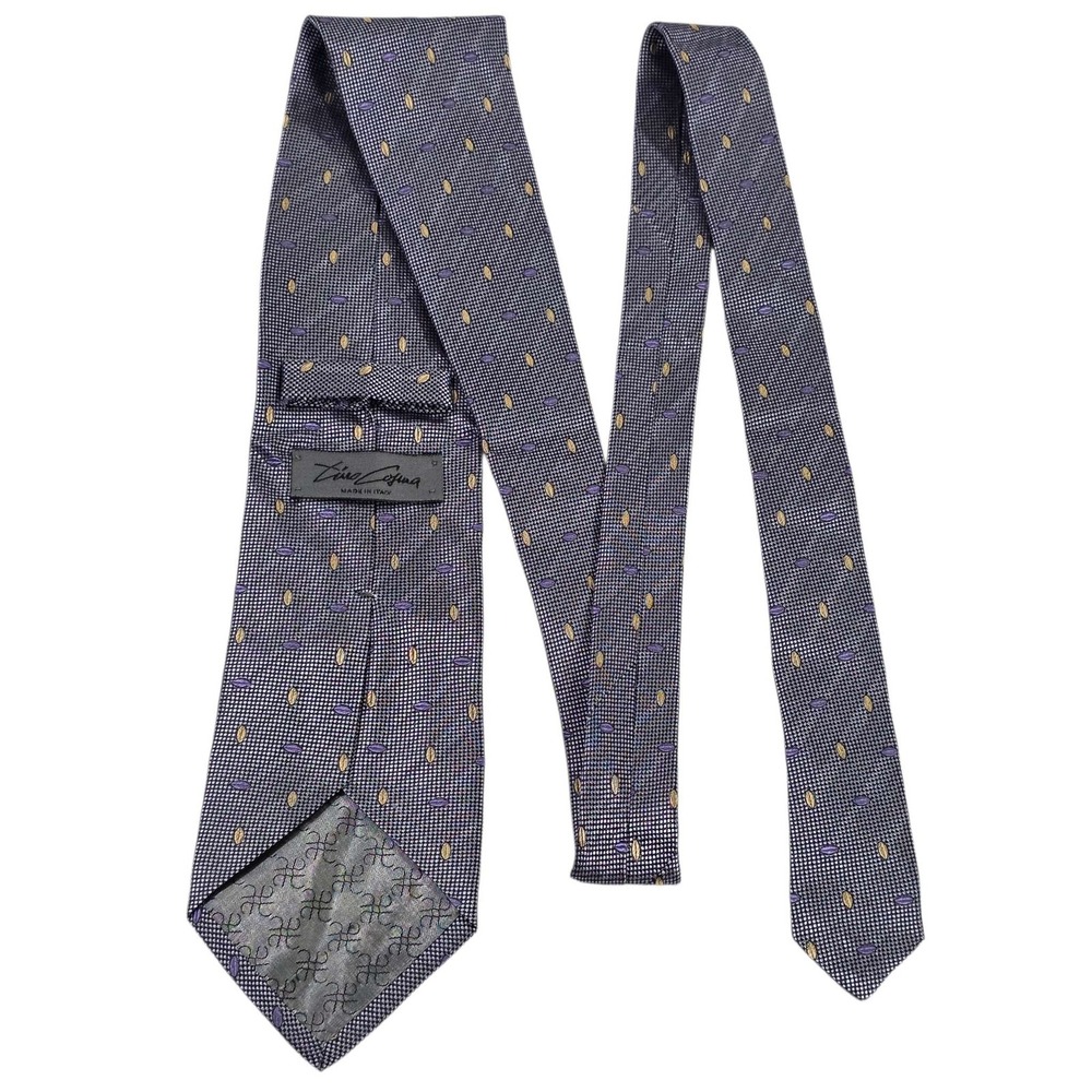 Tino‎ Cosma Silk Blend Jacquard Pattern Necktie Purple Yellow Dots Mens Formal